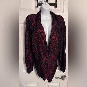 Torrid plus 3x Stretchy red and black lace blazer pockets and buttons